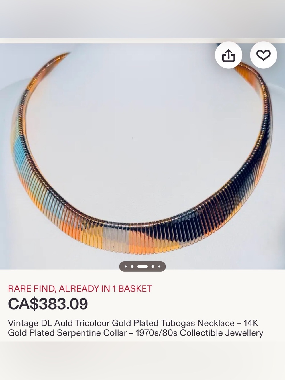 80’s DL AULD Snake/ Ribbed Collar Necklace - ⭐️ condition